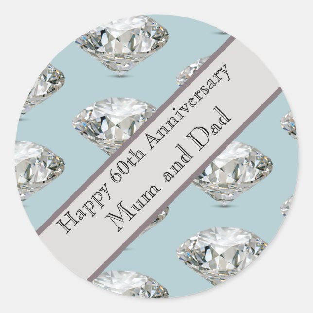 Sticker Rond 60e Anniversaire de Mariage Diamant   (Devant)