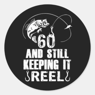Sticker Rond 60e anniversaire et conserve la pêche à la ligne