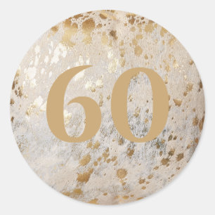 Sticker Rond 60e anniversaire Gold Cowhide Moderne