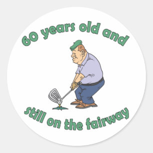 Sticker Rond 60e anniversaire Golfer Gag cadeau