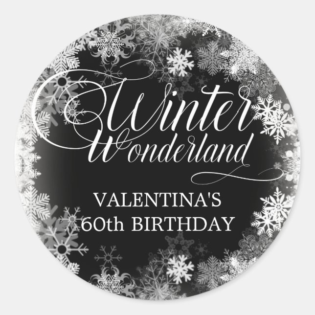 Sticker Rond 60e anniversaire Wonderland Winter Wonderland Snow (Devant)