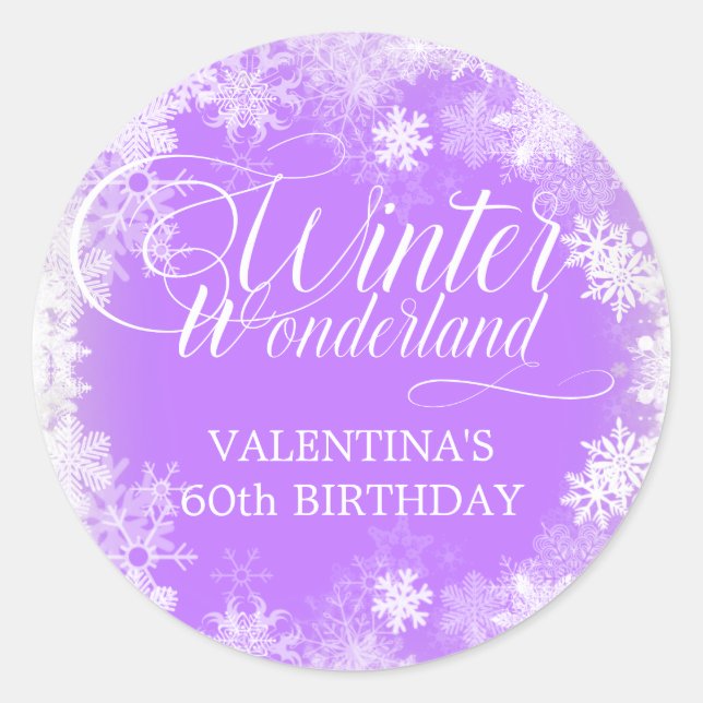 Sticker Rond 60e anniversaire Wonderland Winter Wonderland Snow (Devant)
