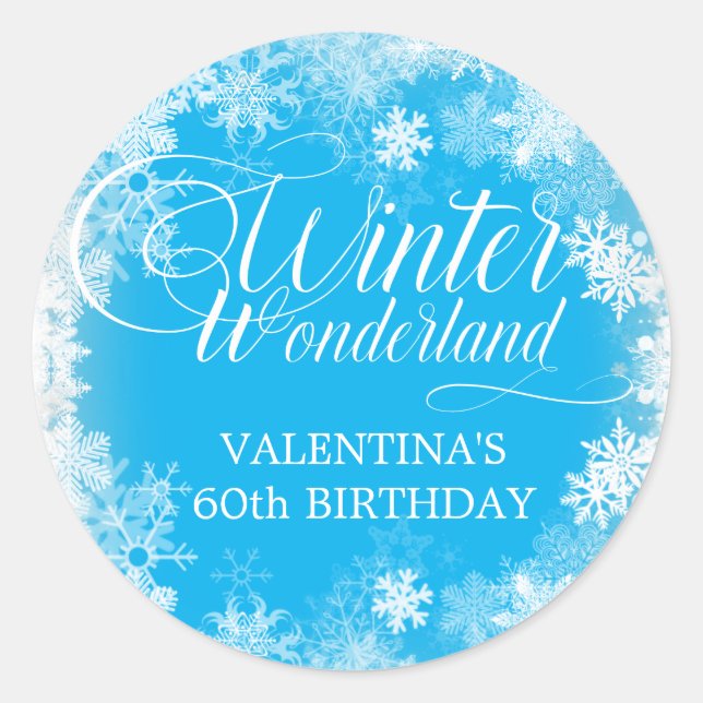 Sticker Rond 60e anniversaire Wonderland Winter Wonderland Snow (Devant)
