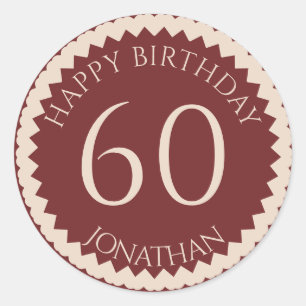 Sticker Rond 60e fête d'anniversaire ajoutez votre nom n'import