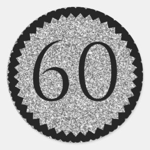 Sticker Rond 60e fête d'anniversaire Parties scintillant d'arge