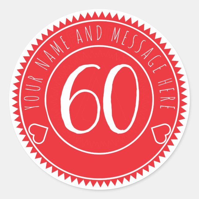 Sticker Rond 60e fête d'anniversaire Retro Bright Red (Devant)