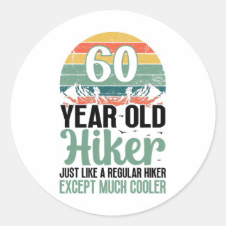 Sticker Rond 60th Birthday Hiker Mountain 60 Years Old Hiking L