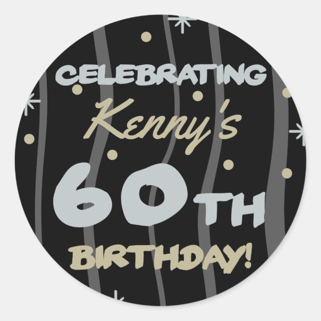 Sticker Rond 60th Birthday Party Ajouter votre nom (Devant)