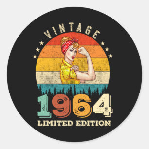 Sticker Rond 61 ans Anniversaire 1964 Vintage 61e anniversaire 