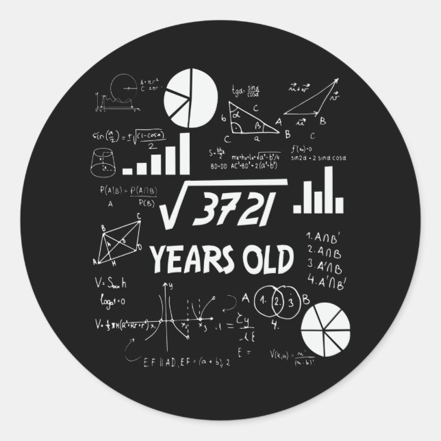 Sticker Rond 61 ans Enseignant en mathématiques Anniversaires 6 (Devant)