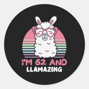 Sticker Rond 62 ans Anniversaire lamazing 62e anniversaire Llam