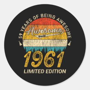 Sticker Rond 64 Ans 1961 Retro Awesome 64e anniversaire Cadeau