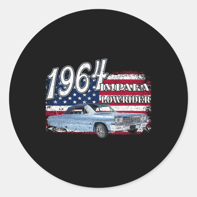 Sticker Rond 64 Impala Lowrider Ss 4 juillet Américain (Devant)