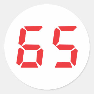 Sticker Rond 65 65 réveil rouge numéro numérique