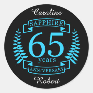Sticker Rond 65e ANNIVERSAIRE Mariage SAPPHIRE