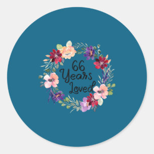 Sticker Rond 66 Ans Aimé Floral 66ème