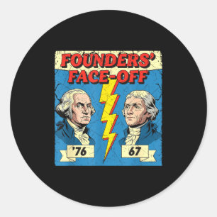 Sticker Rond 67 76 George Washington Thomas Jefferson Histoire
