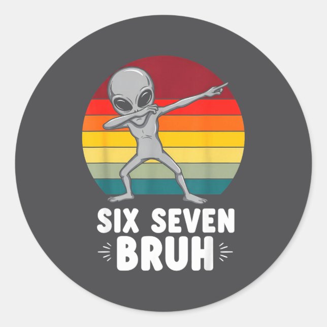 Sticker Rond 67 Animals Funny 67 Brainrot Youth Kids Alien 67  (Devant)