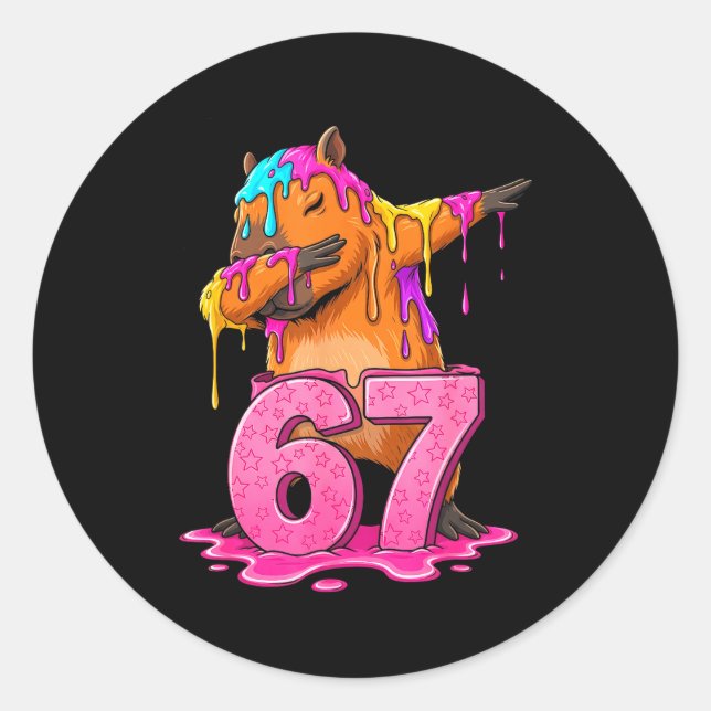 Sticker Rond 67 Animals Funny 67 Brainrot Youth Kids Capybara 6 (Devant)