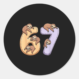 Sticker Rond 67 Animaux Drôle 67 Brainrot Jeunesse Enfants Pare