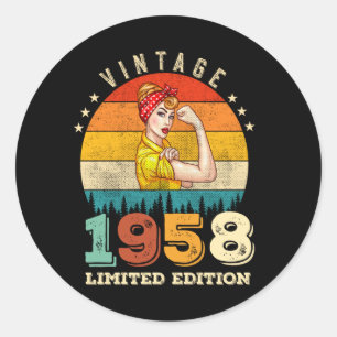 Sticker Rond 67 ans Anniversaire 1958 Vintage 67e anniversaire 