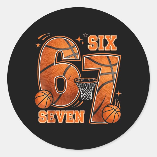 Sticker Rond 67 Basball Anniversaire 6 7 Hoops (Devant)