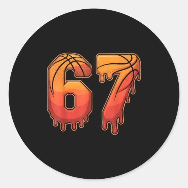 Sticker Rond 67 Basketball Gen Alpha Slang Kids Drip Six Seven  (Devant)