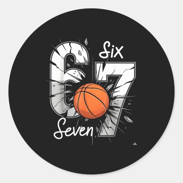 Sticker Rond 67 Basketball Six Seven 6 7 Meme 67  (Devant)