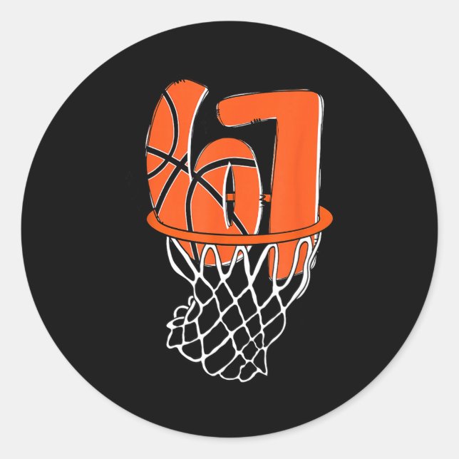 Sticker Rond 67 Basketball Six Seven 6 7 Meme Funny 67 Basketba (Devant)