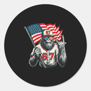 Sticker Rond 67 Bigfoot Mem Drôle Six Sept Génération Alpha Sla