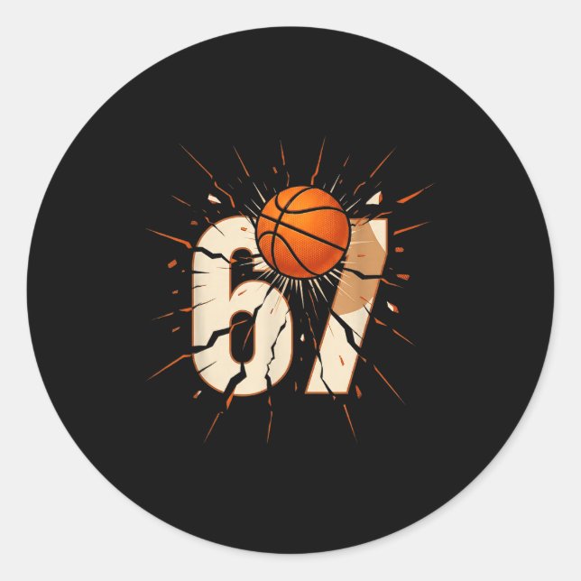Sticker Rond 67 Brainrot Youth Basketball Drip - Funny Kids 67  (Devant)