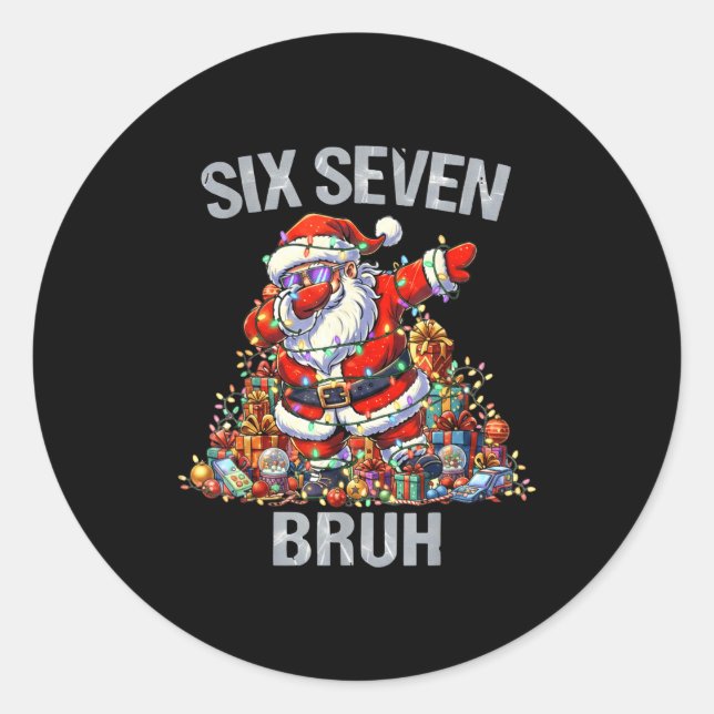 Sticker Rond 67 Bruh Christmas Six Seven Dabbing Santa 6 7 6-7  (Devant)