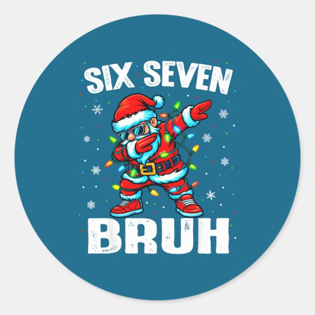 Sticker Rond 67 Bruh Christmas Six Seven Meme Dab Santa  (Devant)