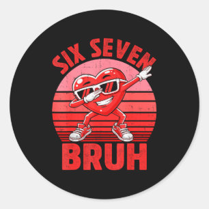 Sticker Rond 67 Bruh cœur Saint-Valentin Six Sept Mème 6 7 Garç