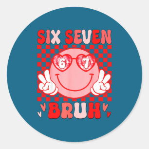 Sticker Rond 67 Bruh drôle Saint Valentin Six Sept Mème Cœurs 6