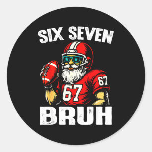 Sticker Rond 67 Bruh Mème Noël Football Santa Six Sept