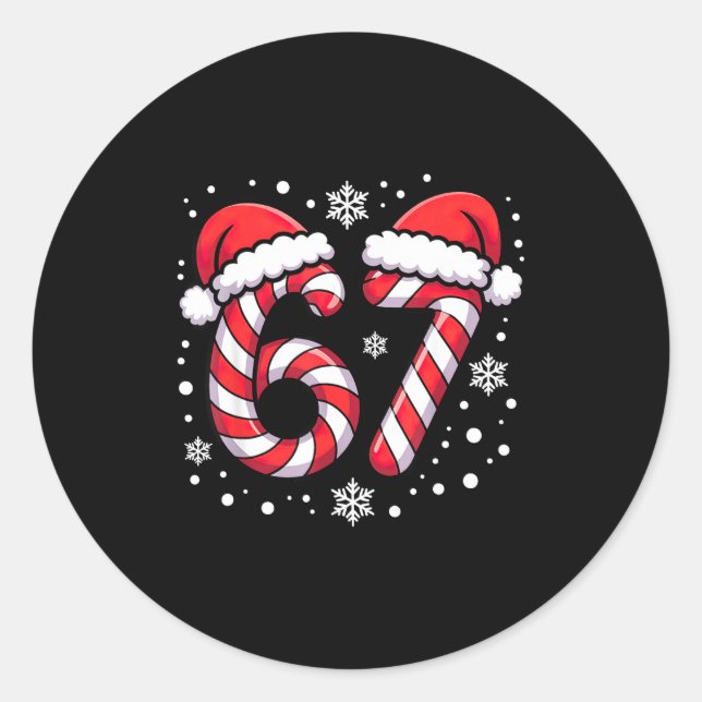 Sticker Rond 67 Candy Canes Santa  (Devant)