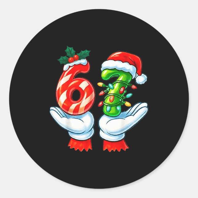 Sticker Rond 67 Christmas 67 Meme Gen Alpha Slang Candy Cane Xm (Devant)