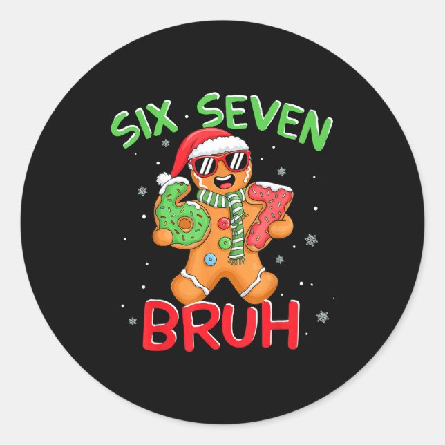 Sticker Rond 67 Christmas 6 7 Meme Gingerbread Man  (Devant)