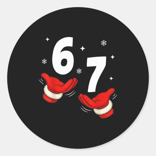Sticker Rond 67 Christmas 6 7 Meme Hands 6-7 Pajamas Six Seven  (Devant)