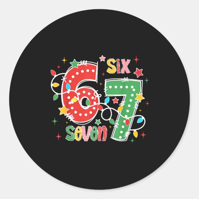 Sticker Rond 67 Christmas 6 7 Meme Pajamas Holiday Gen Alpha Sl (Devant)