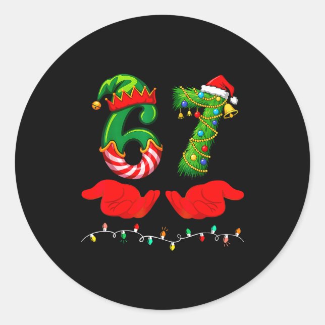Sticker Rond 67 Christmas 6 7 Meme Pajamas Holiday Gen Alpha Sl (Devant)