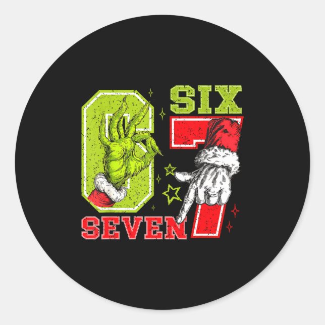 Sticker Rond 67 Christmas 6 7 Meme Pajamas Holiday Gen Alpha Sl (Devant)