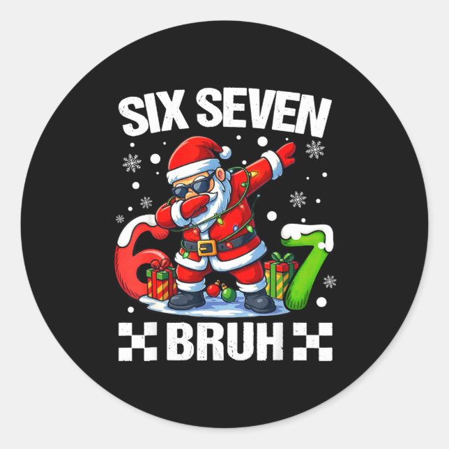 Sticker Rond 67 Christmas 6 7 Six Seven Bruh Xmas Holiday Gen A (Devant)