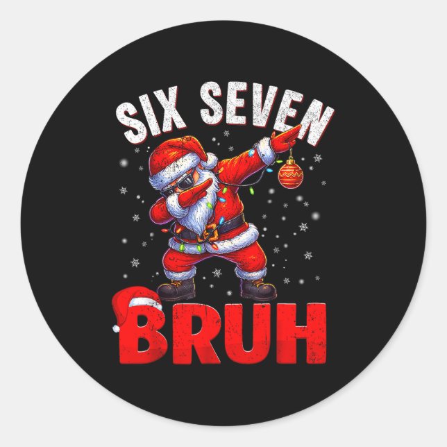 Sticker Rond 67 Christmas Bruh 6 7 Meme Pajamas Holiday Gen Alp (Devant)