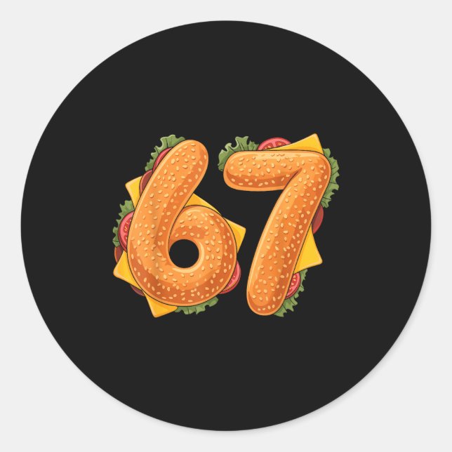 Sticker Rond 67 Christmas Burger Shirt 6 7 Meme Funny 67 Hambur (Devant)