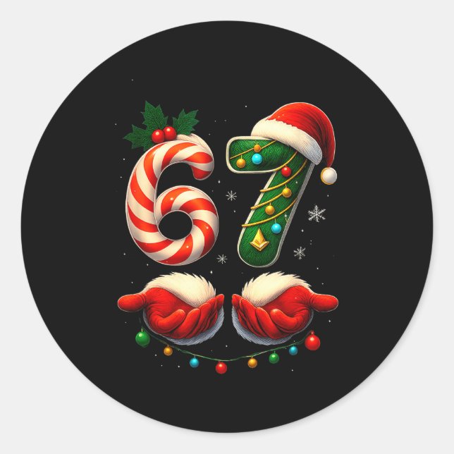 Sticker Rond 67 Christmas Couple Pajamas Matching Holidays Six  (Devant)