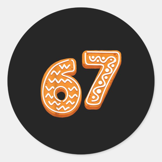 Sticker Rond 67 Christmas Funny 6 7 Gingerbread Six Seven Xmas  (Devant)
