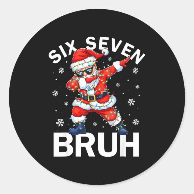 Sticker Rond 67 Christmas Funny Six Seven Bruh Meme Dabbing San (Devant)