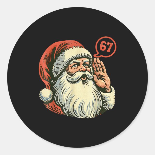 Sticker Rond 67 Christmas Funny Six Seven Meme Brainrot Santa C (Devant)